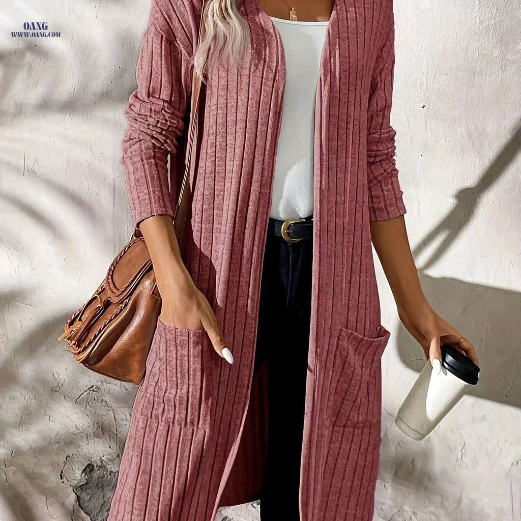 OAXG Women's Casual Fashion Jacket - Elegant Fall/Winter Style   OAXG Pink / S
