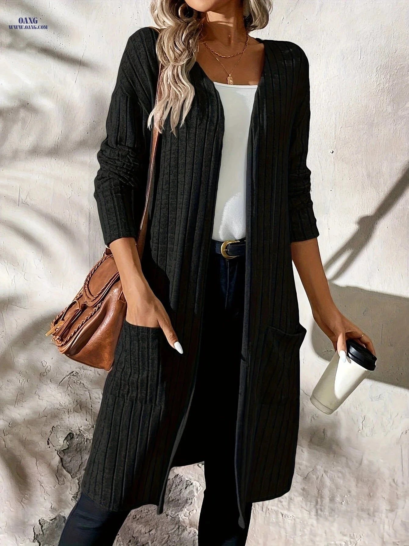 OAXG Women's Casual Fashion Jacket - Elegant Fall/Winter Style   OAXG Pink / S
