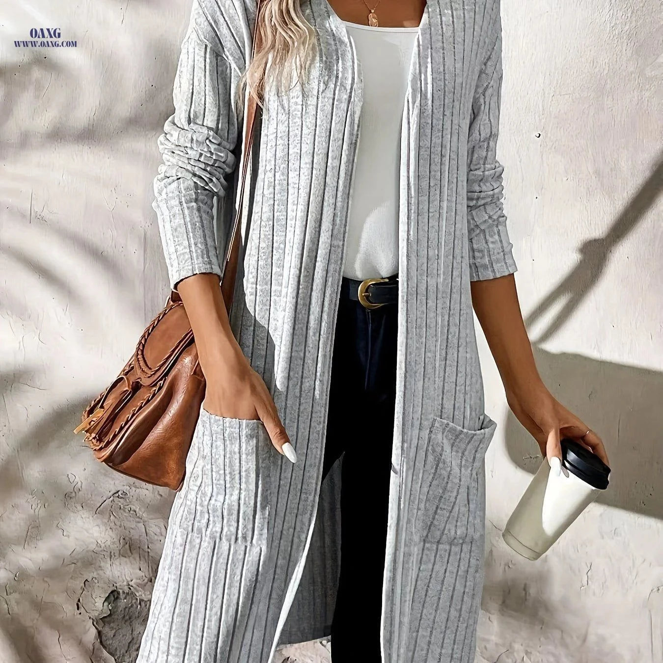 OAXG Women's Casual Fashion Jacket - Elegant Fall/Winter Style   OAXG Pink / S