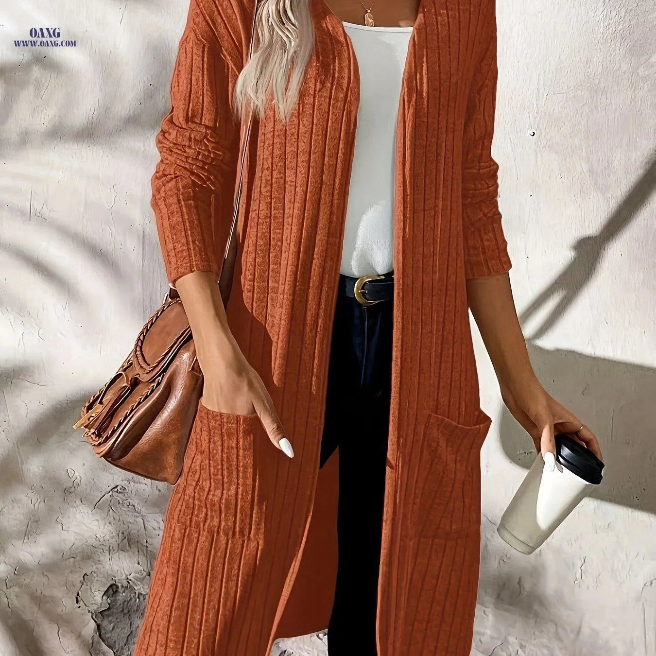 OAXG Women's Casual Fashion Jacket - Elegant Fall/Winter Style   OAXG Pink / S