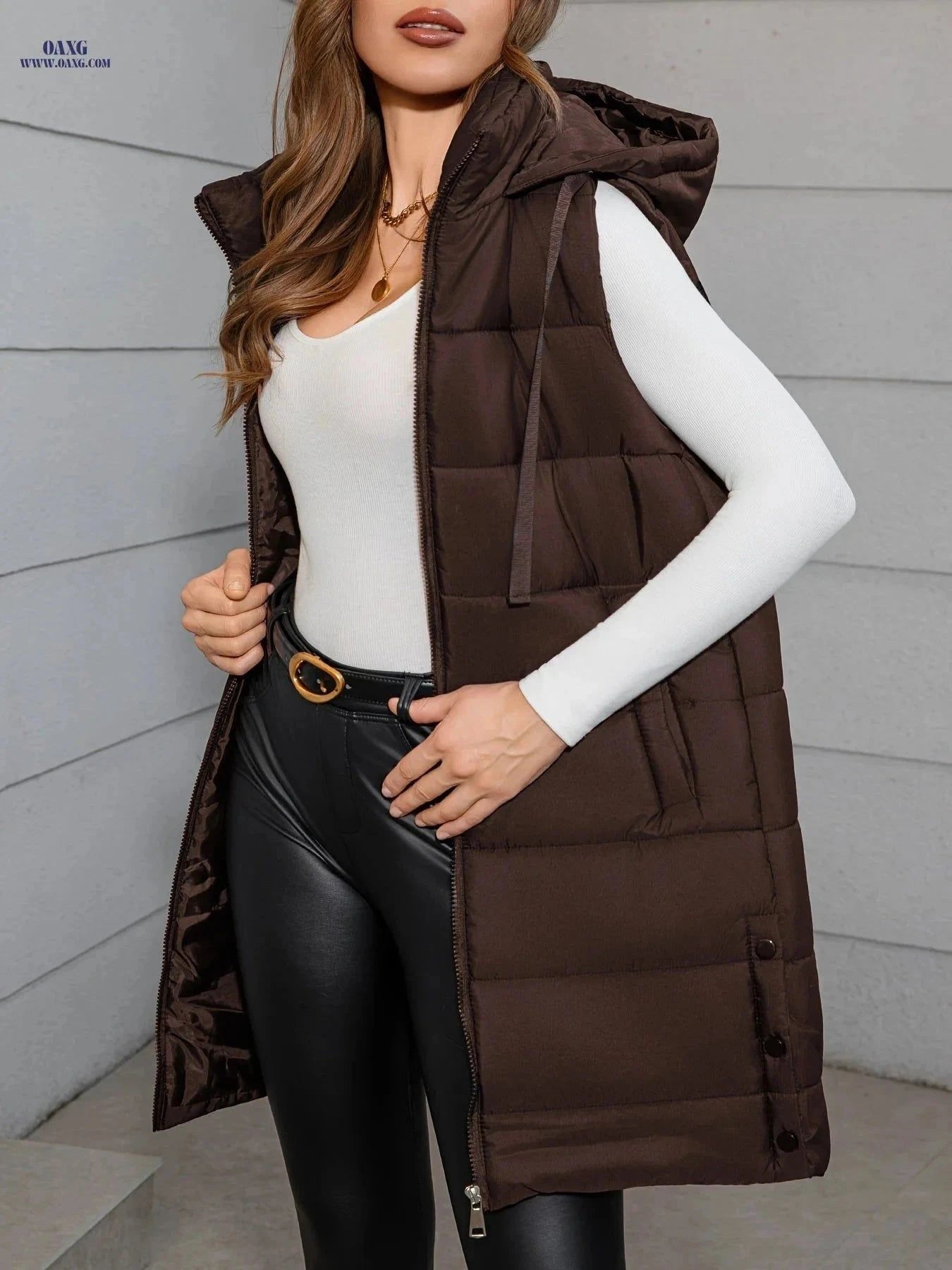 OAXG Women's Casual Hooded Jacket Vest - Spring/Fall Essential   OAXG Black / S