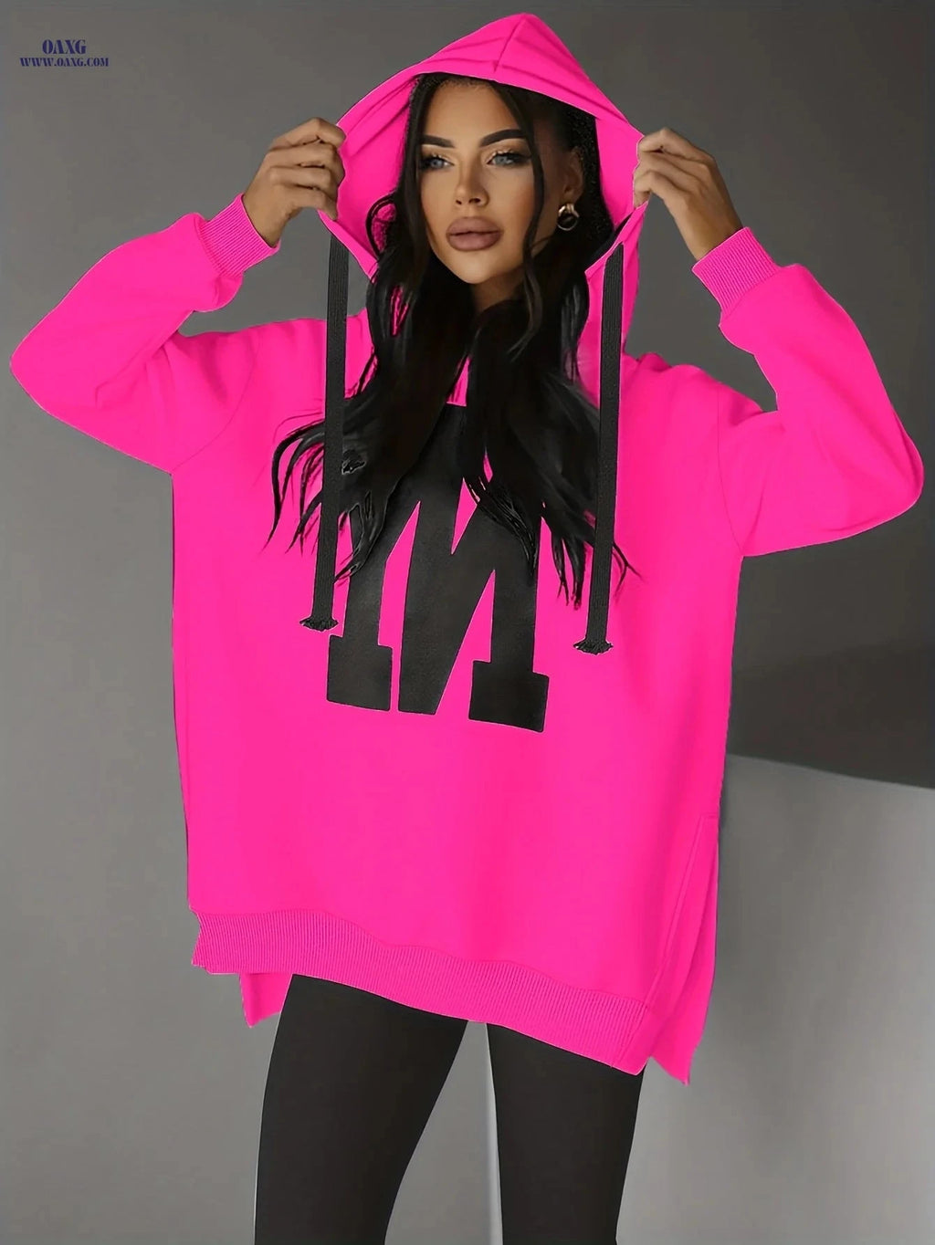 OAXG Women's Casual Hooded Sweatshirt - Fleece-Lined, Stylish Design   OAXG 