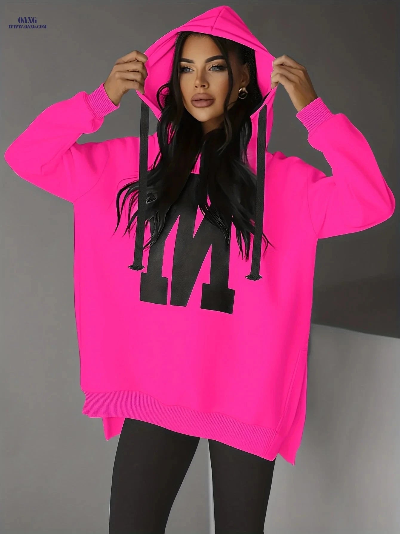 OAXG Women's Casual Hooded Sweatshirt - Fleece-Lined, Stylish Design   OAXG 
