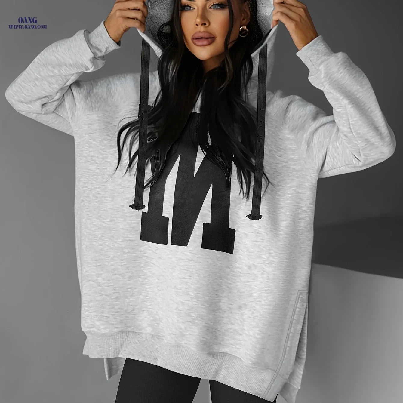 OAXG Women's Casual Hooded Sweatshirt - Fleece-Lined, Stylish Design   OAXG 