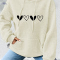 OAXG Women's Casual Hoodie - Heart Print, Kangaroo Pocket, Cozy Fit   OAXG 