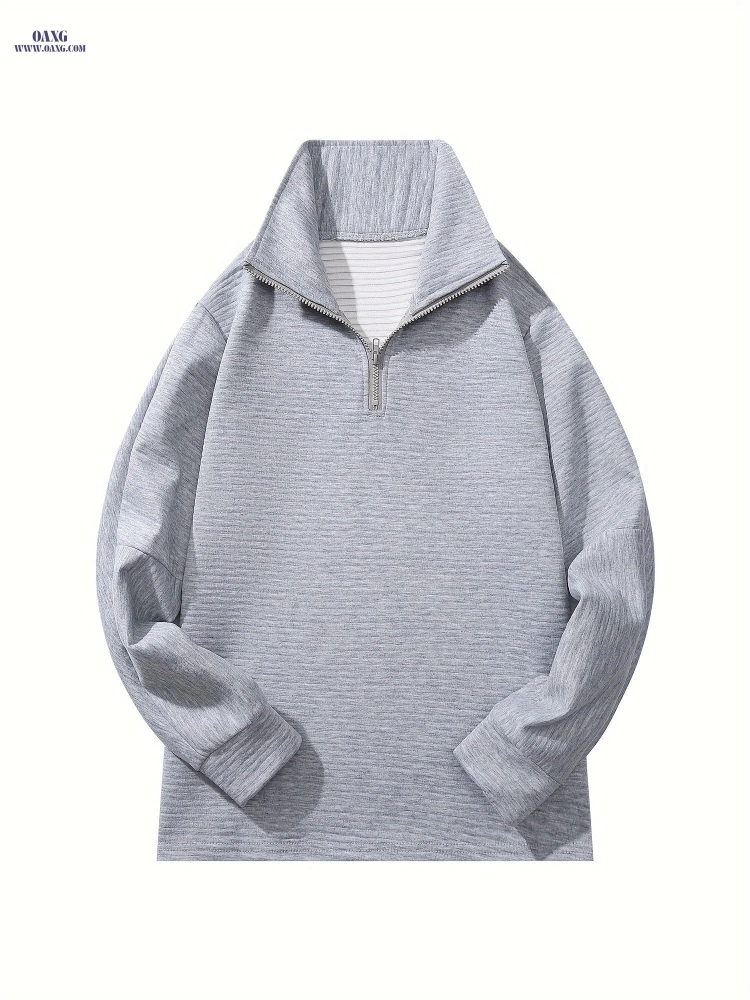 OAXG Women's Casual Long Sleeve Pullover - Solid Zipper V-neck Top   OAXG 