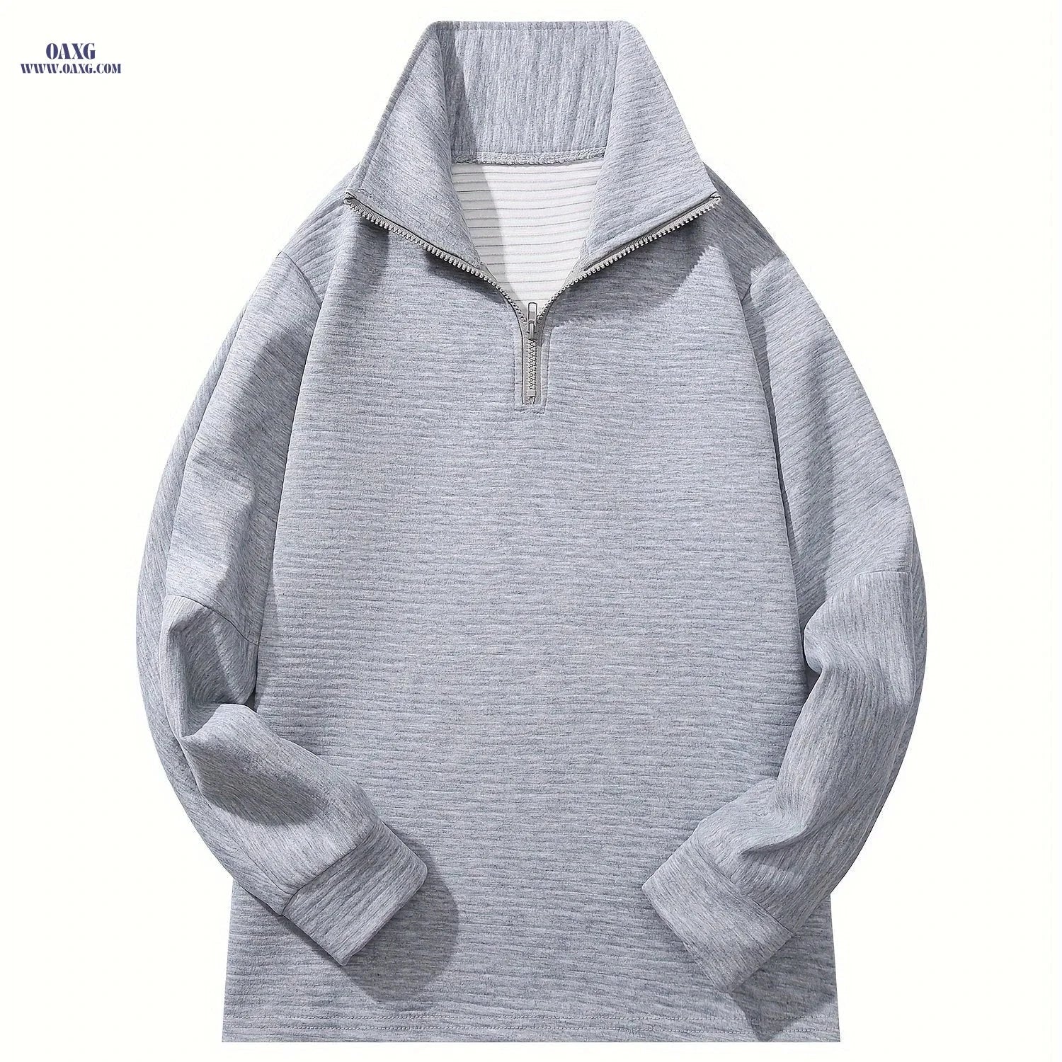 OAXG Women's Casual Long Sleeve Pullover - Solid Zipper V-neck Top   OAXG 