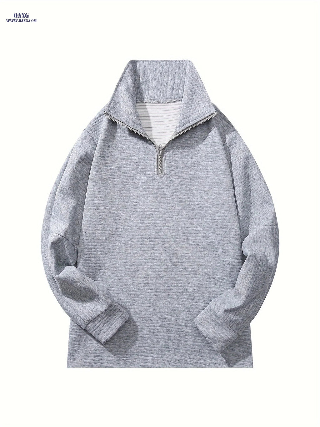 OAXG Women's Casual Long Sleeve Zipper Sweater - Elegant V-Neck Top   OAXG 