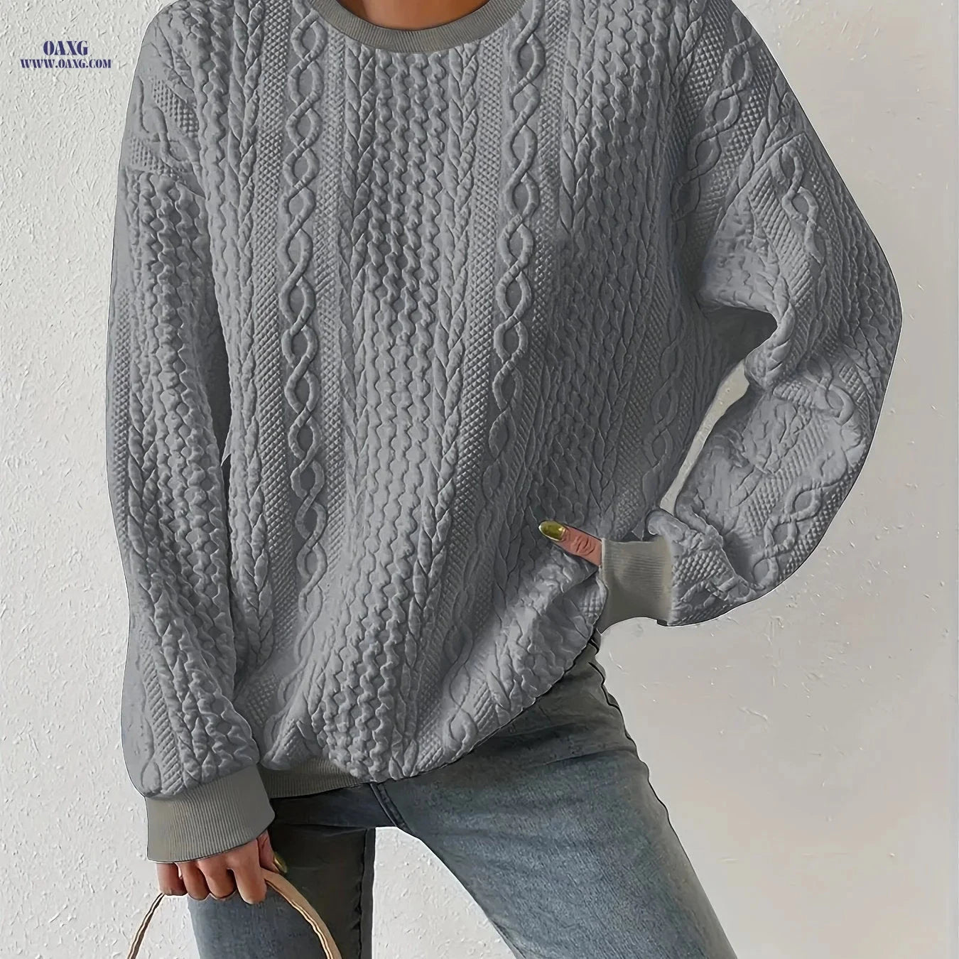 OAXG Women's Casual Pullover Sweatshirt - Loose Fit, Round Neck Style   OAXG 