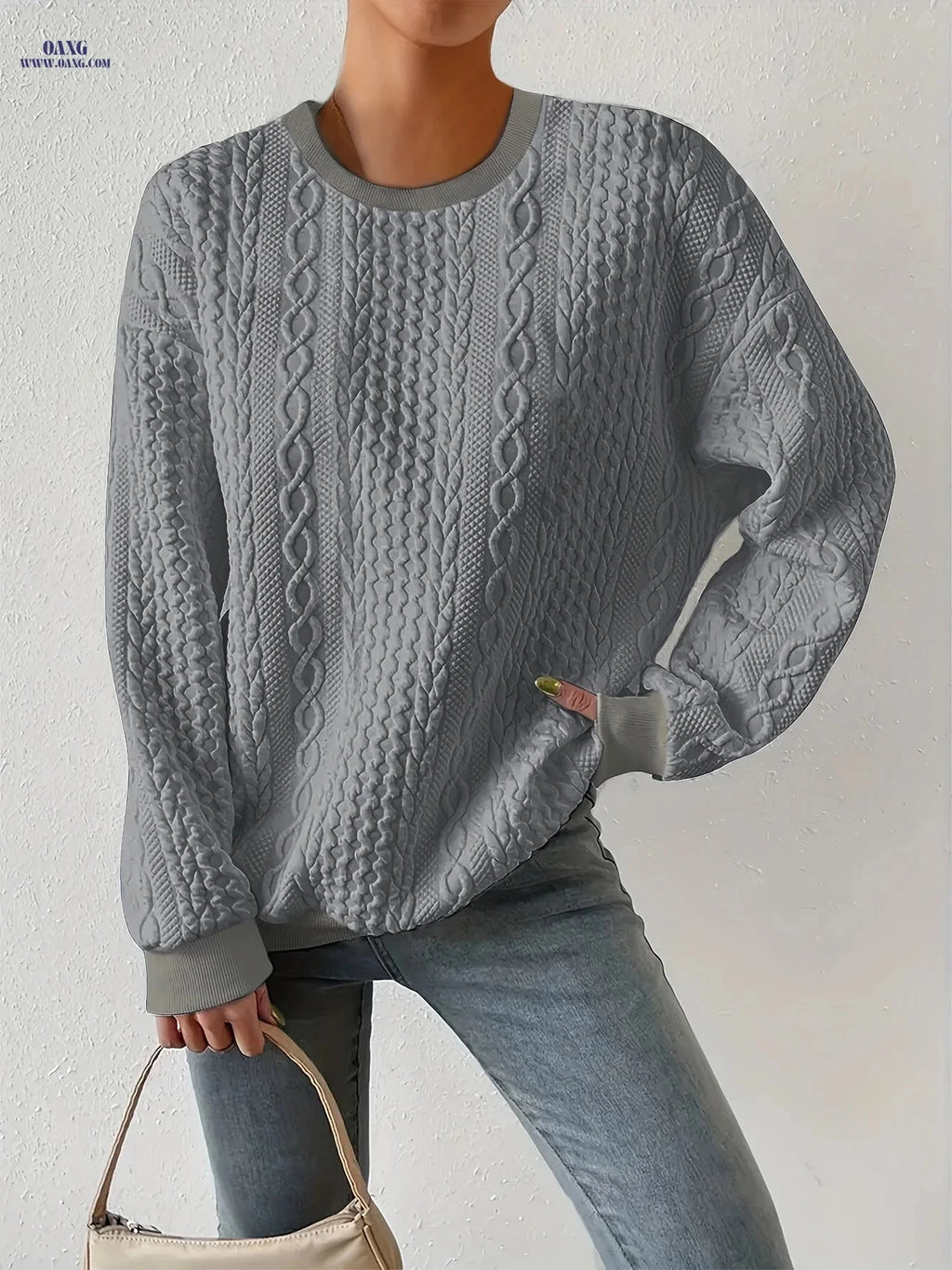 OAXG Women's Casual Pullover Sweatshirt - Loose Fit, Round Neck Style   OAXG 