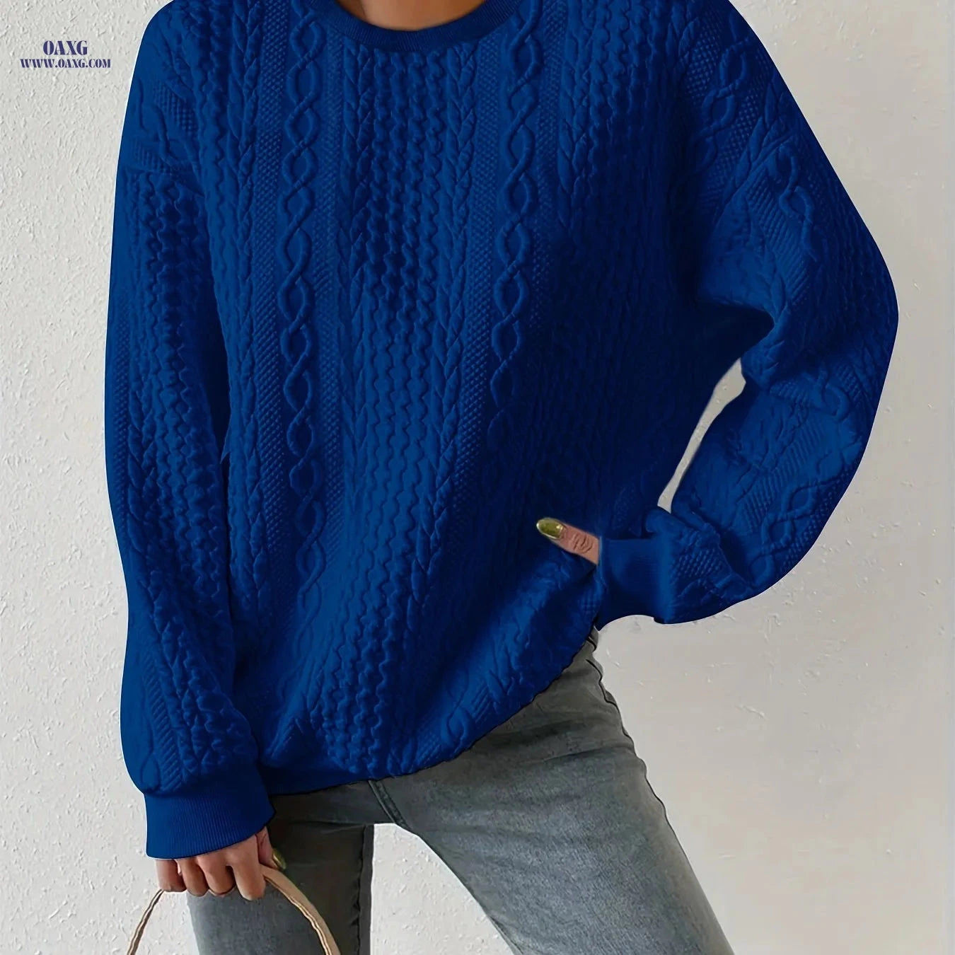 OAXG Women's Casual Pullover Sweatshirt - Loose Fit, Round Neck Style   OAXG 