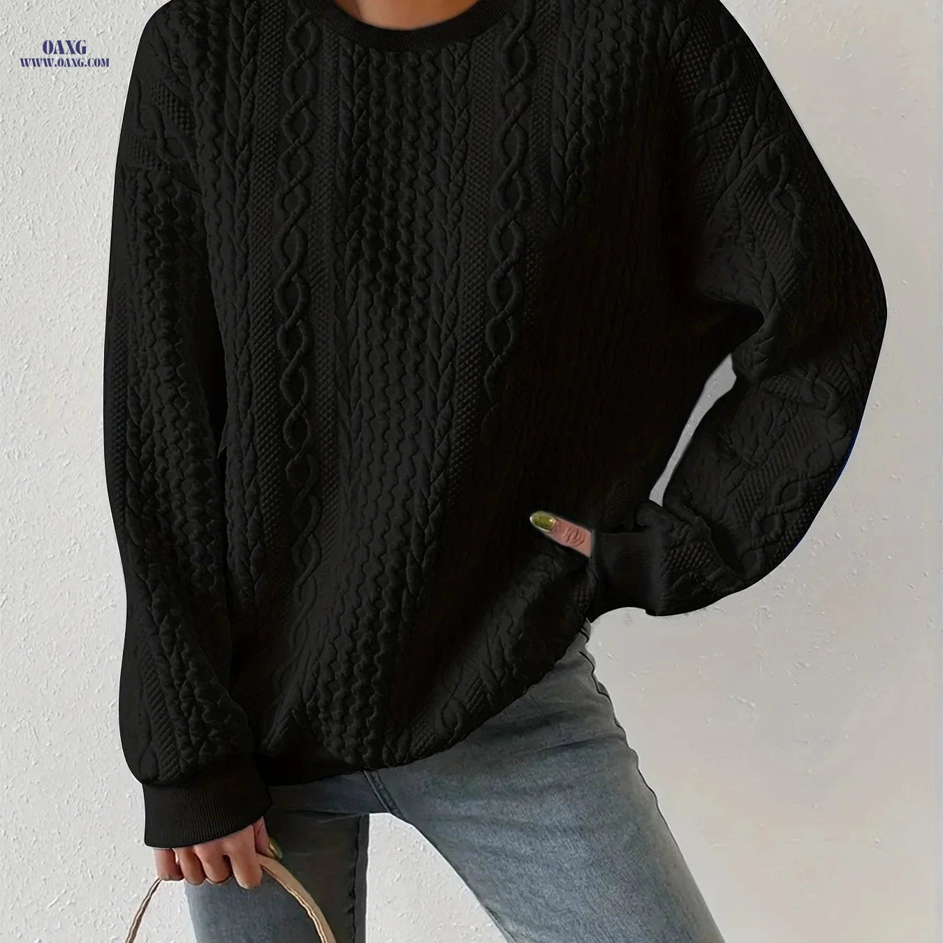 OAXG Women's Casual Pullover Sweatshirt - Loose Fit with Raglan Sleeves   OAXG 