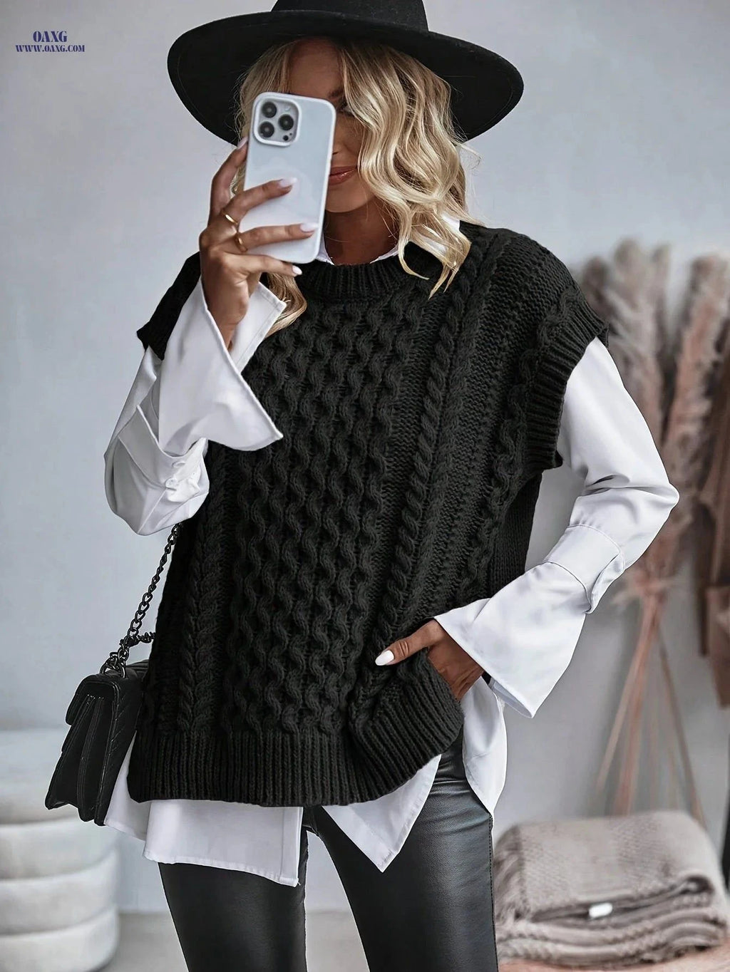 OAXG Women's Casual Sleeveless Vest - Grey Knit Layering Essential   OAXG Khaki / S
