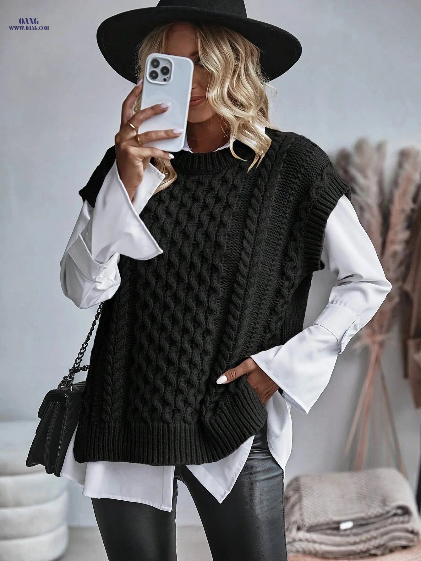 OAXG Women's Casual Sleeveless Vest - Grey Knit Layering Essential   OAXG Khaki / S