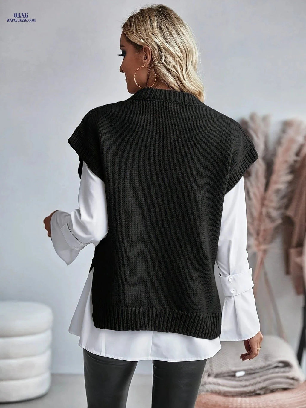 OAXG Women's Casual Sleeveless Vest - Grey Knit Layering Essential   OAXG Khaki / S