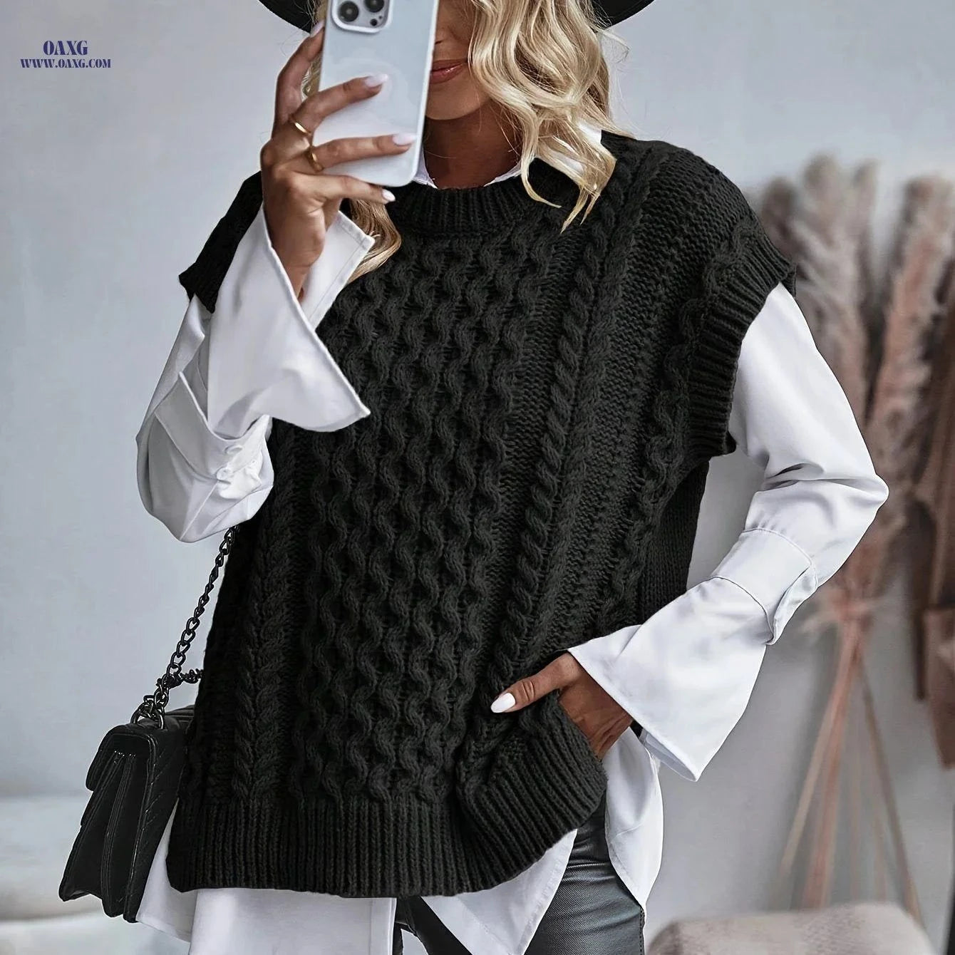 OAXG Women's Casual Sleeveless Vest - Grey Knit Layering Essential   OAXG Khaki / S