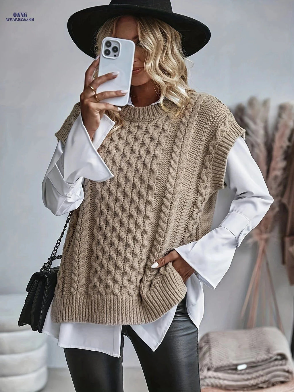 OAXG Women's Casual Sleeveless Vest - Grey Knit Layering Essential   OAXG Khaki / S
