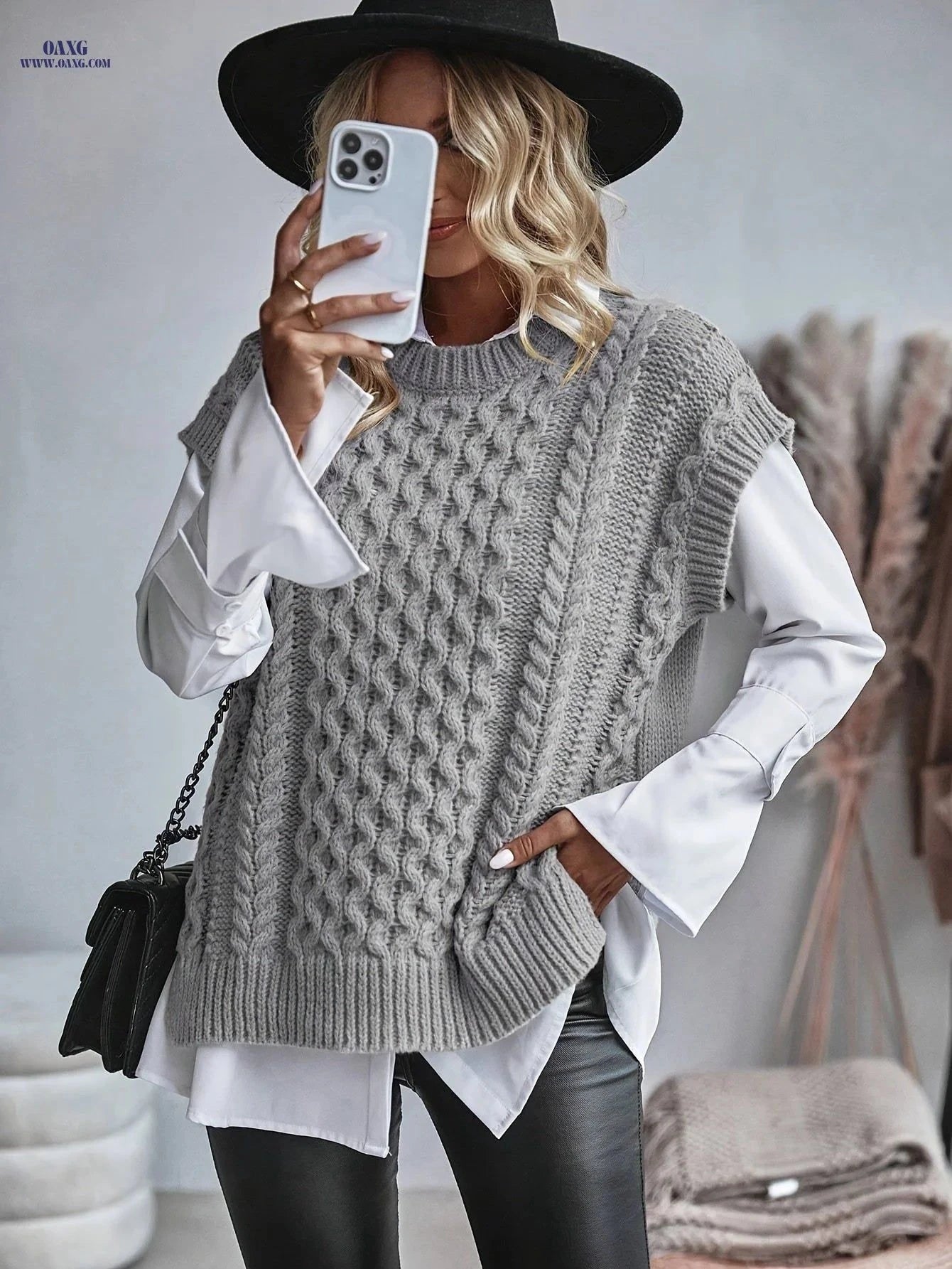 OAXG Women's Casual Sleeveless Vest - Grey Knit Layering Essential   OAXG Khaki / S