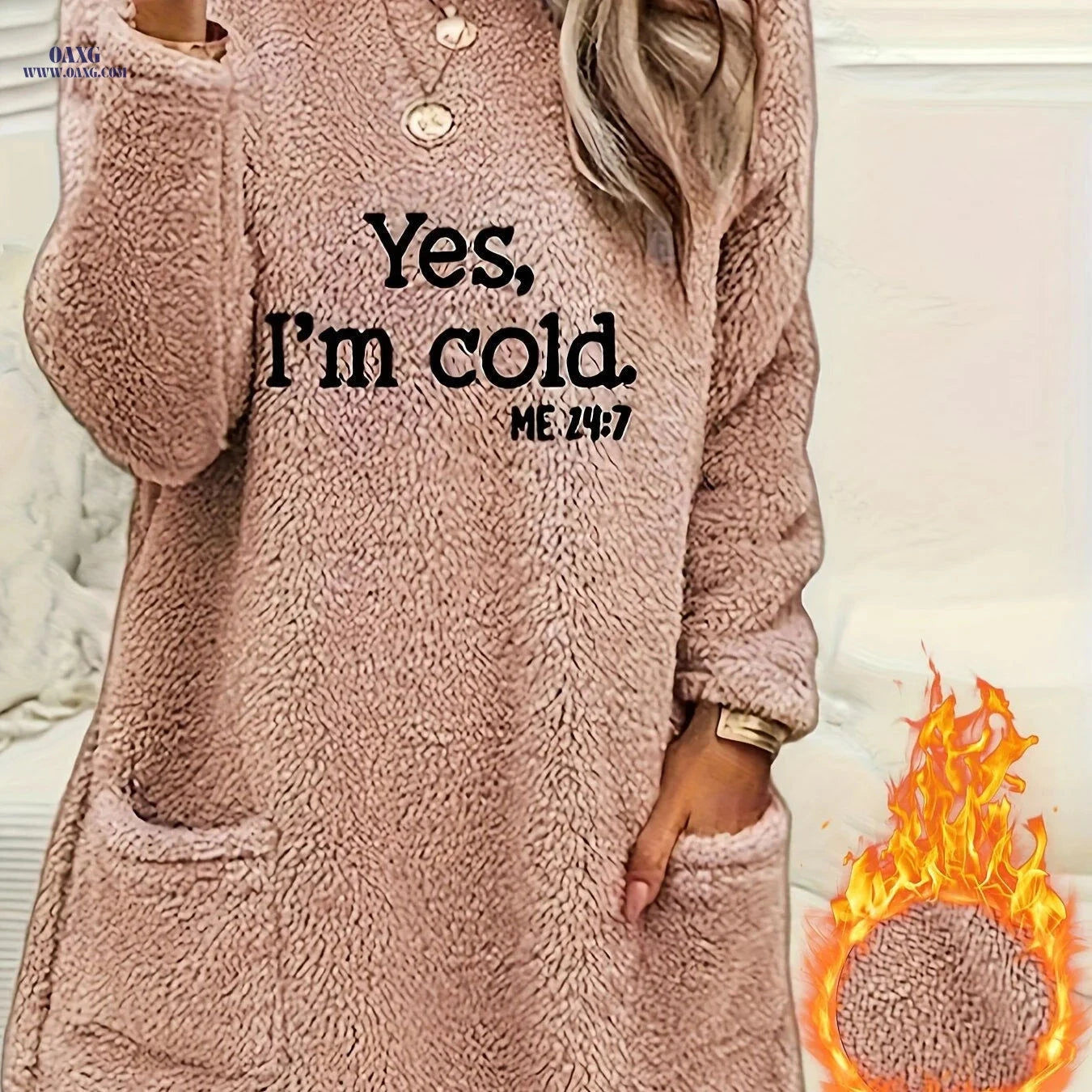 OAXG Women's Casual Sweatshirt - Warm Long Sleeve with Pocket   OAXG 