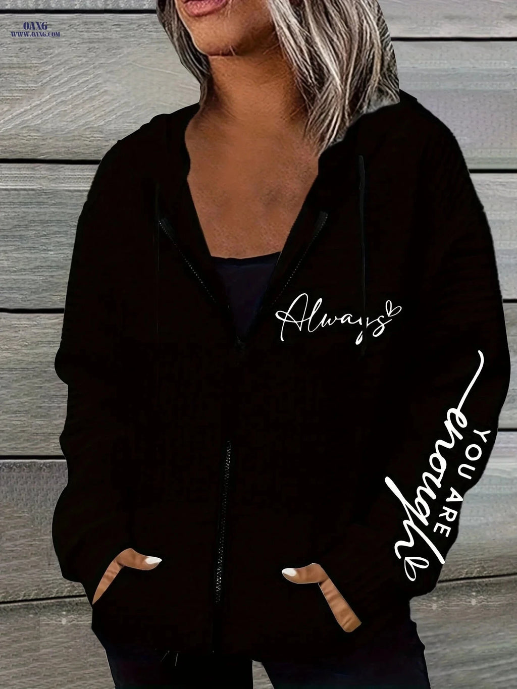 OAXG Women's Casual Waffle Zip-Up Jacket - Lightweight Fall/Winter Wear   OAXG 