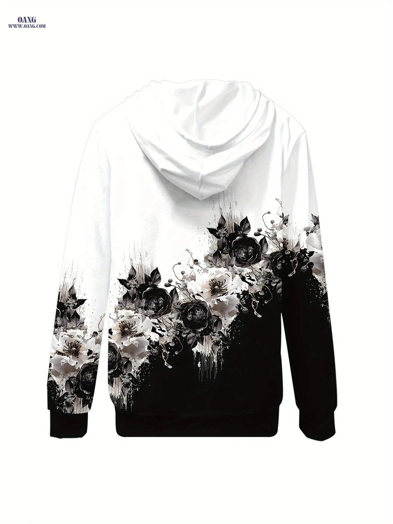 OAXG Women's Casual Zip-Up Hoodie - Elegant All Over Print Design   OAXG 