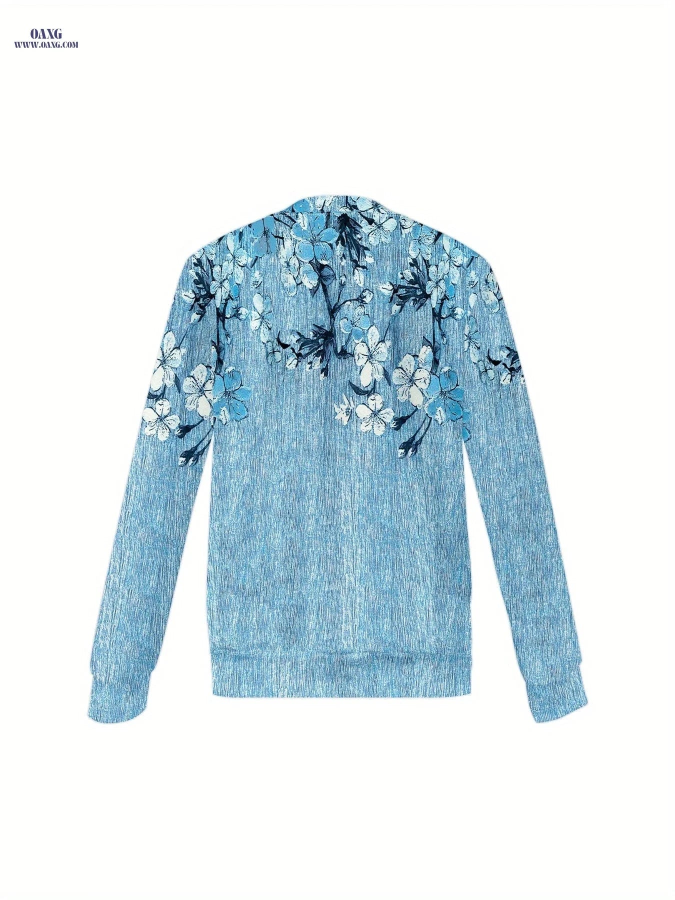 OAXG Women's Casual Zip-Up Hoodie - Elegant All Over Print   OAXG 