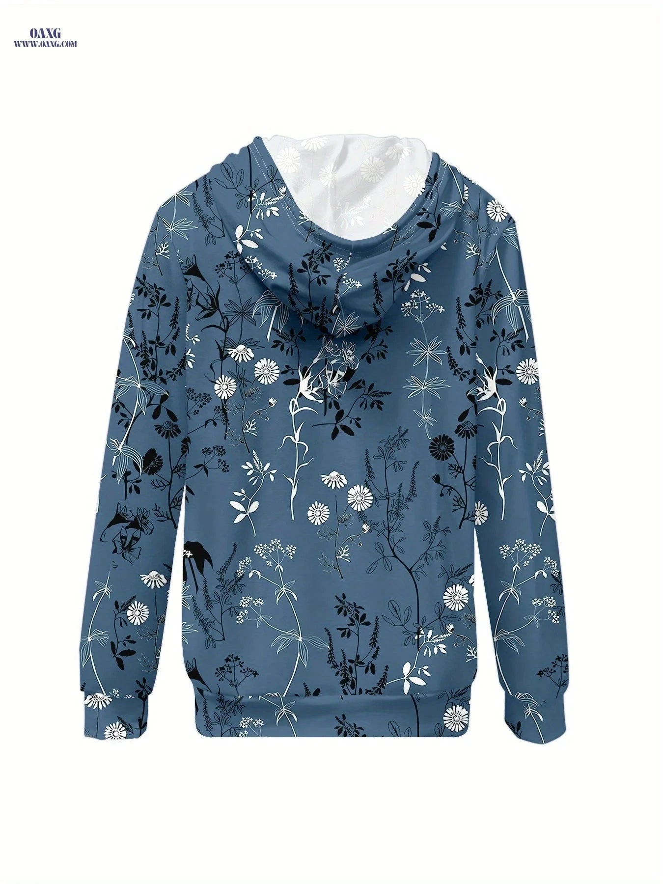 OAXG Women's Casual Zip-Up Hoodie - Stylish All Over Print   OAXG 