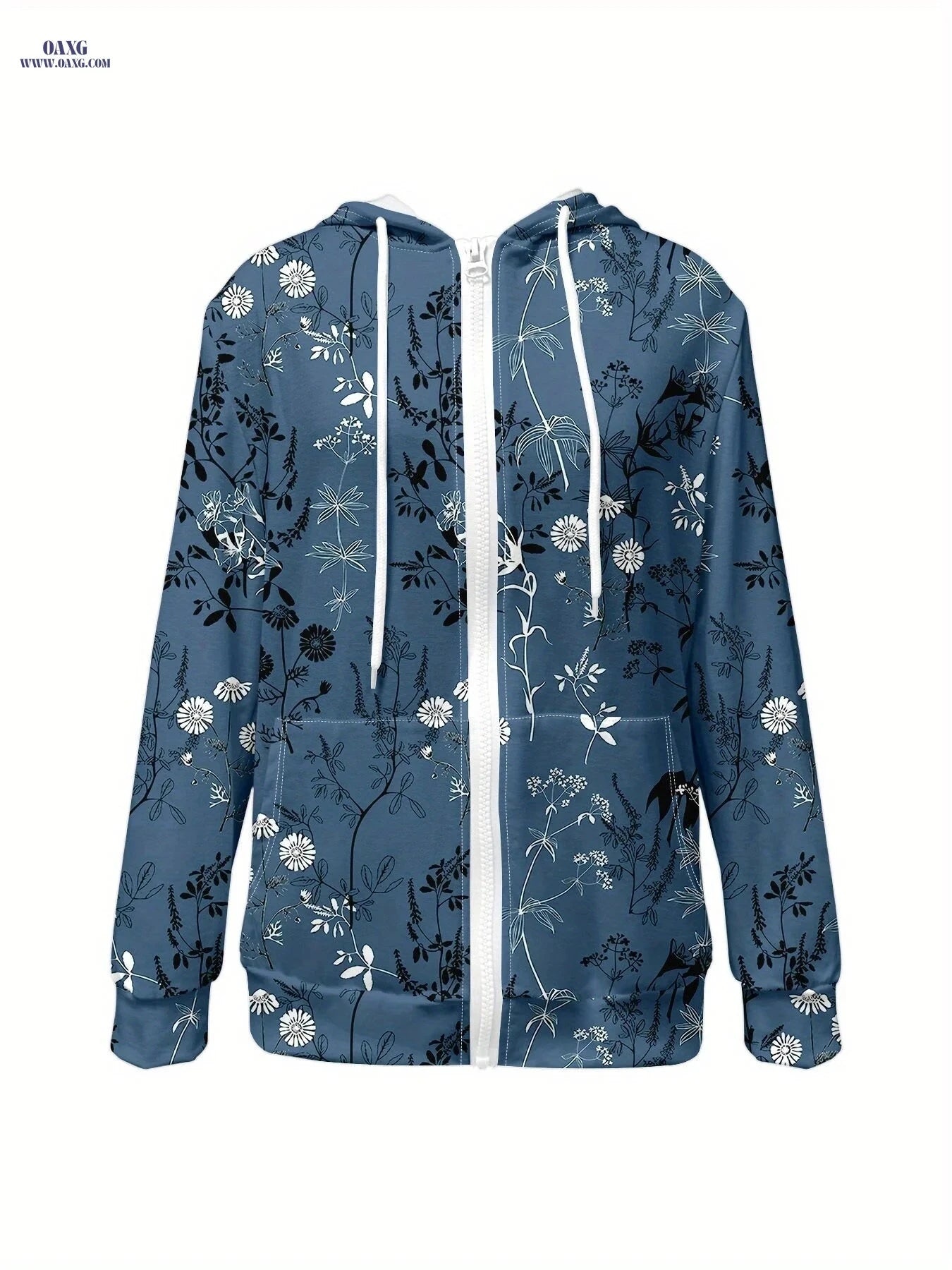 OAXG Women's Casual Zip-Up Hoodie - Stylish All Over Print   OAXG 
