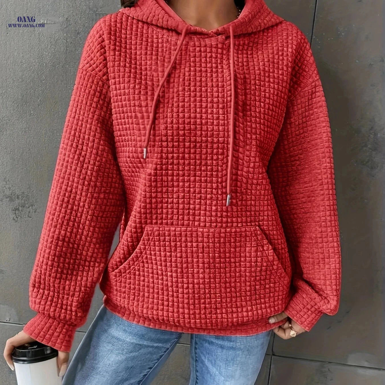 OAXG Women's Color Block Hooded Sweatshirt - Casual Fall/Winter Style   OAXG 
