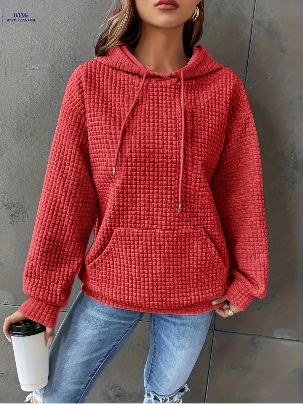 OAXG Women's Color Block Hooded Sweatshirt - Casual Fall/Winter Style   OAXG 