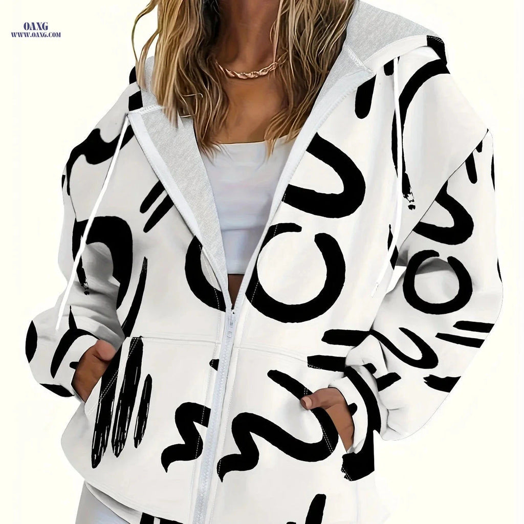 OAXG Women's Color Block Hoodie - Lightweight Casual Chic with Pockets   OAXG 