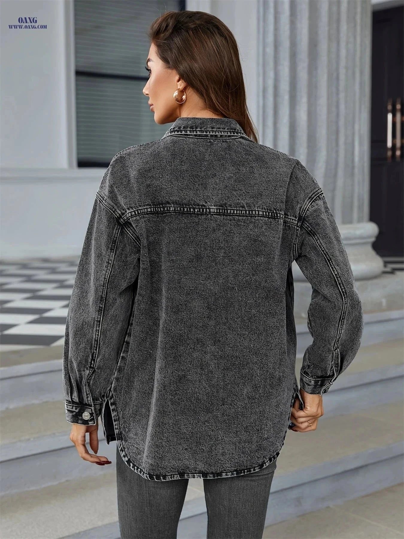 OAXG Women's Denim Jacket & Coat - Casual Spring/Fall Fashion   OAXG Black / XS