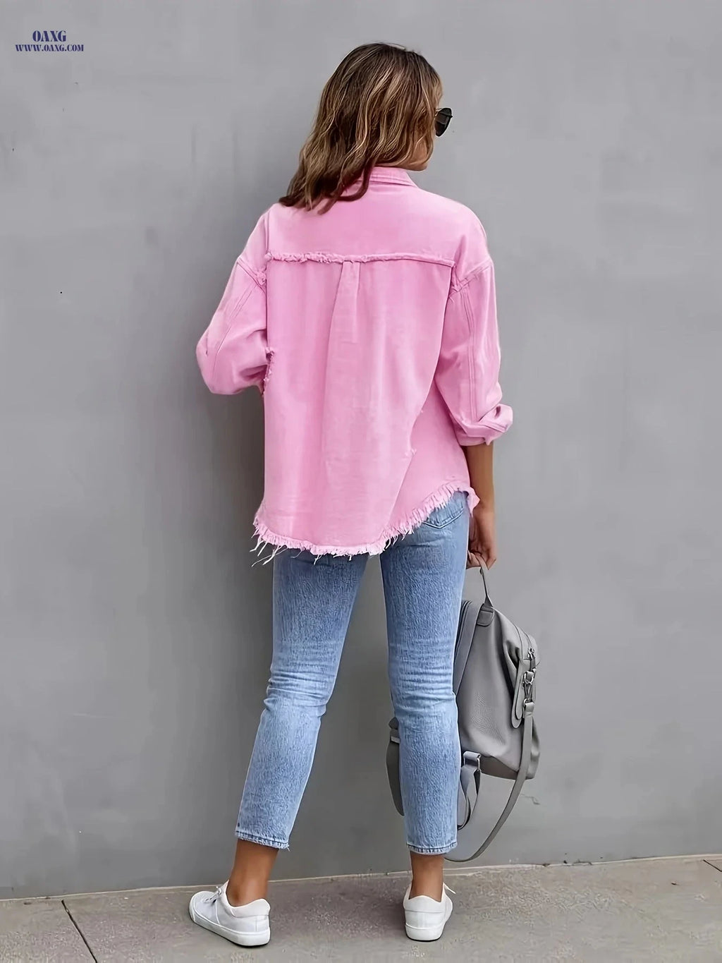 OAXG Women's Denim Jacket Coat - Four Seasons, Long Sleeve Elegance   OAXG 