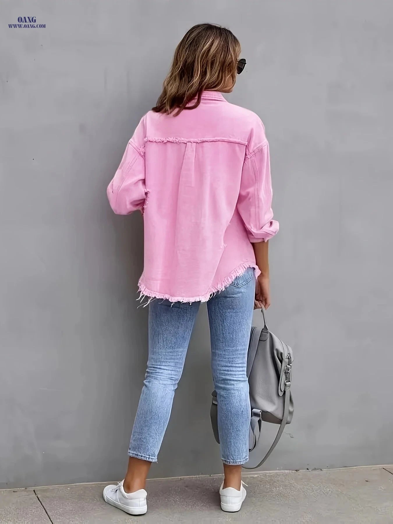 OAXG Women's Denim Jacket Coat - Four Seasons, Long Sleeve Elegance   OAXG 