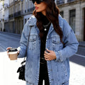 OAXG Women's Denim Jacket - Elegant Casual Fall/Winter Style   OAXG 