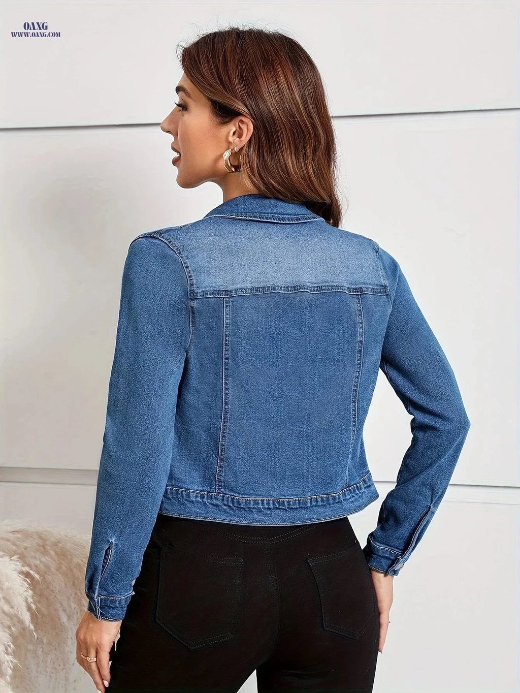 OAXG Women's Denim Jacket - Elegant Fashion for Spring & Autumn   OAXG 
