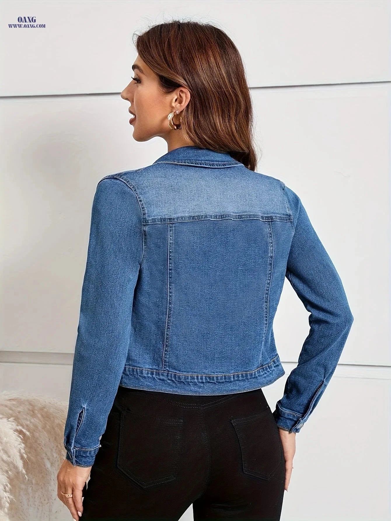 OAXG Women's Denim Jacket - Elegant Fashion for Spring & Autumn   OAXG 