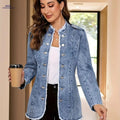 OAXG Women's Denim Jacket - Retro Tassel Design for Fall/Winter   OAXG Light Blue / S