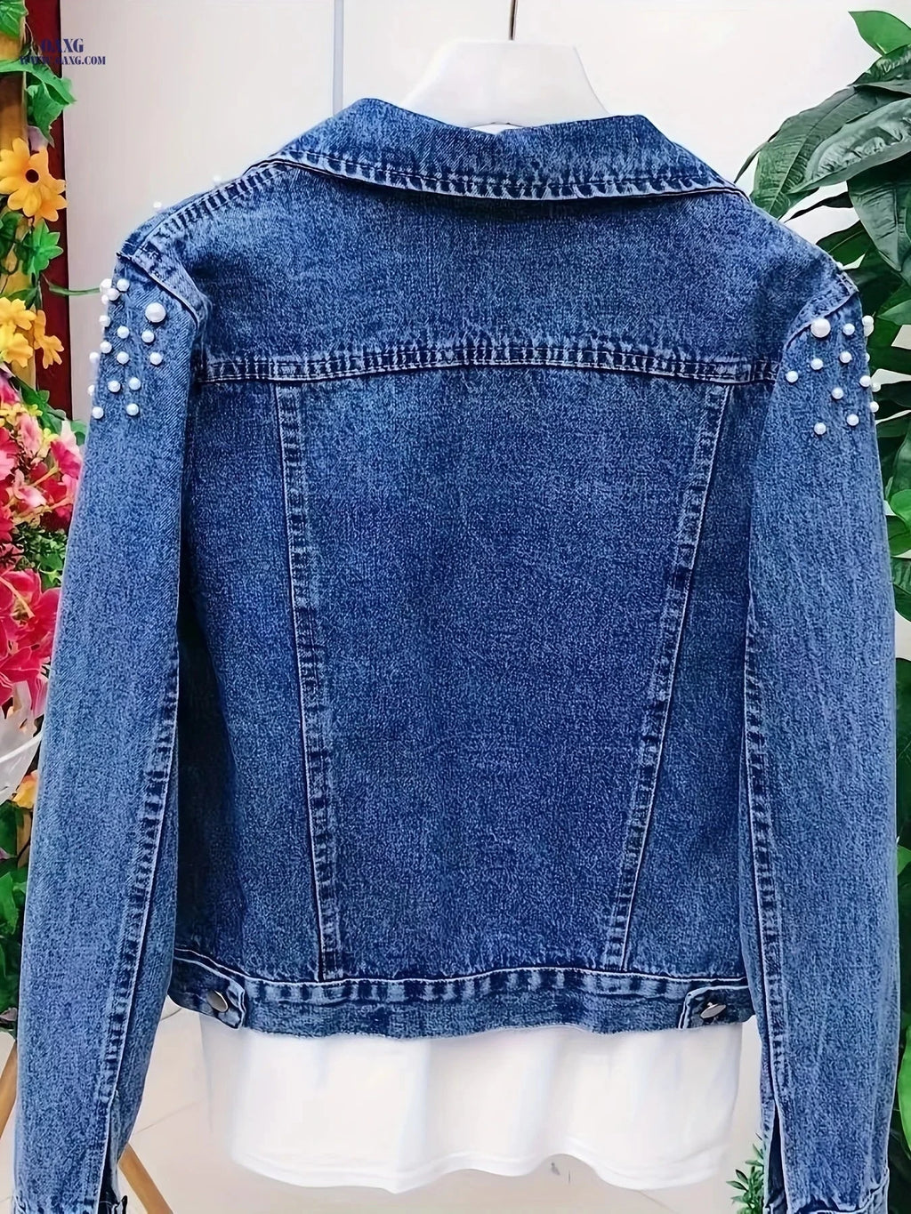 OAXG Women's Denim Jacket - Stylish Cropped, Figure-Flattering Design   OAXG 