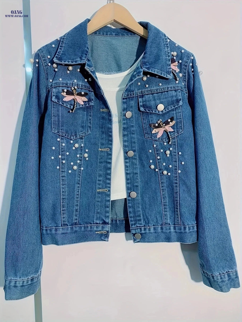 OAXG Women's Denim Jacket - Stylish Cropped, Figure-Flattering Design   OAXG 
