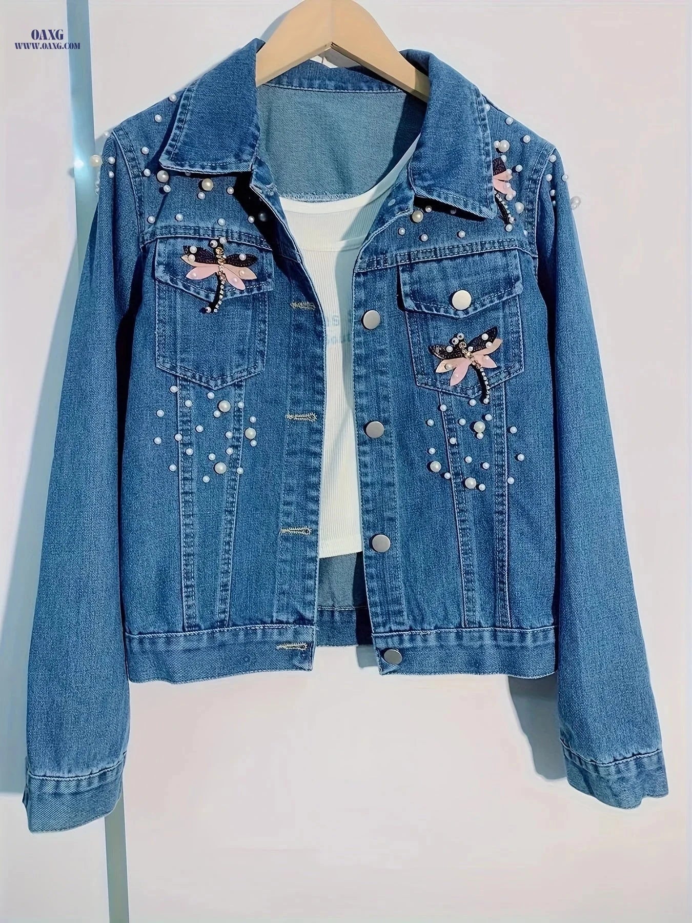 OAXG Women's Denim Jacket - Stylish Cropped, Figure-Flattering Design   OAXG 