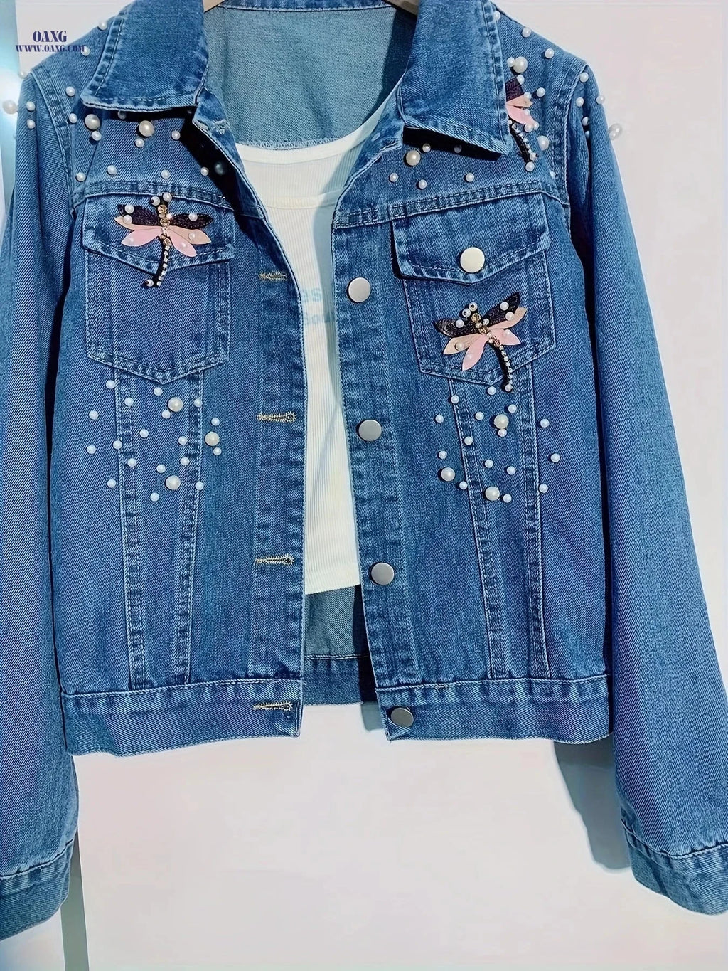 OAXG Women's Denim Jacket - Stylish Cropped, Figure-Flattering Design   OAXG 