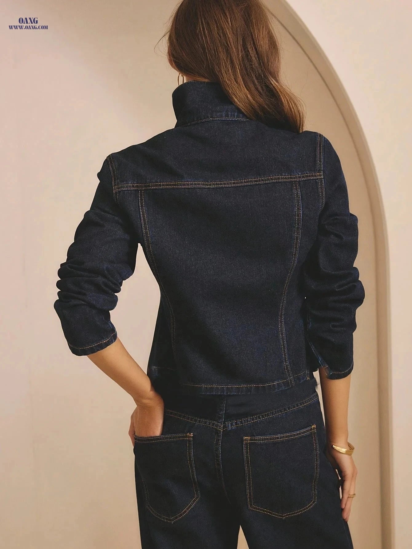 OAXG Women's Denim Jacket - Versatile Multi-Pocket Casual Style   OAXG 