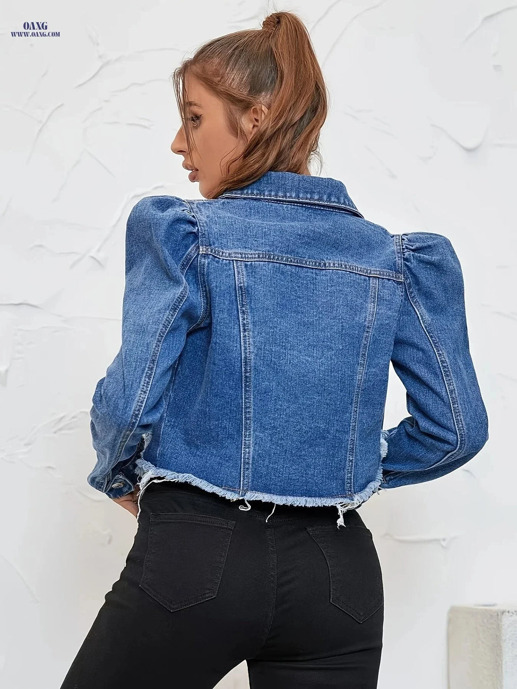 OAXG Women's Denim Jacket - Vintage Casual with Tassel Design   OAXG 