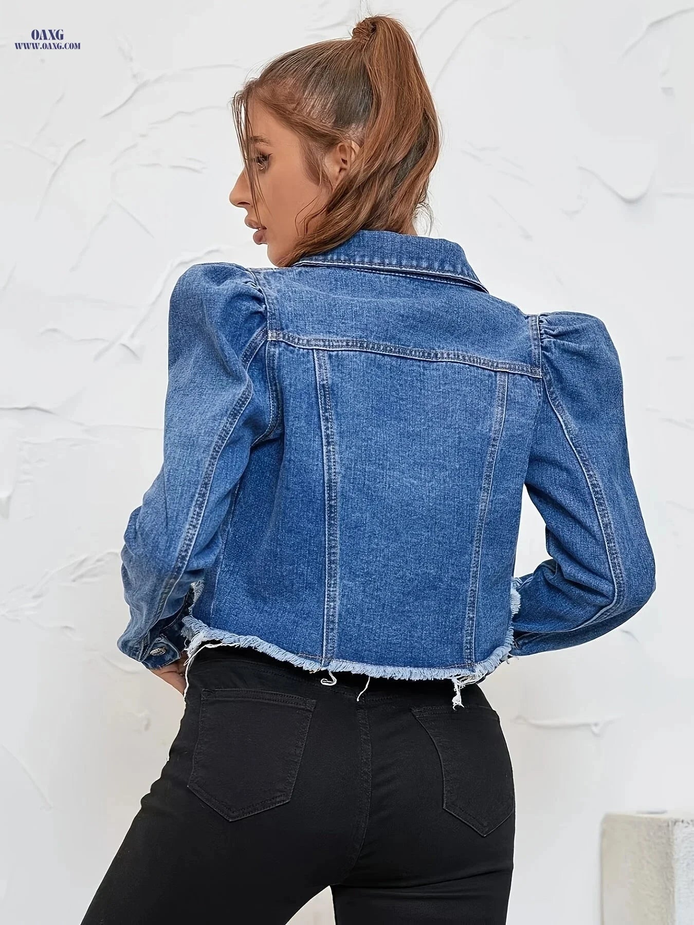 OAXG Women's Denim Jacket - Vintage Casual with Tassel Design   OAXG 
