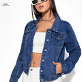 OAXG Women's Denim Jacket with Side Pockets - Regular Fit Style   OAXG Medium Blue / XS