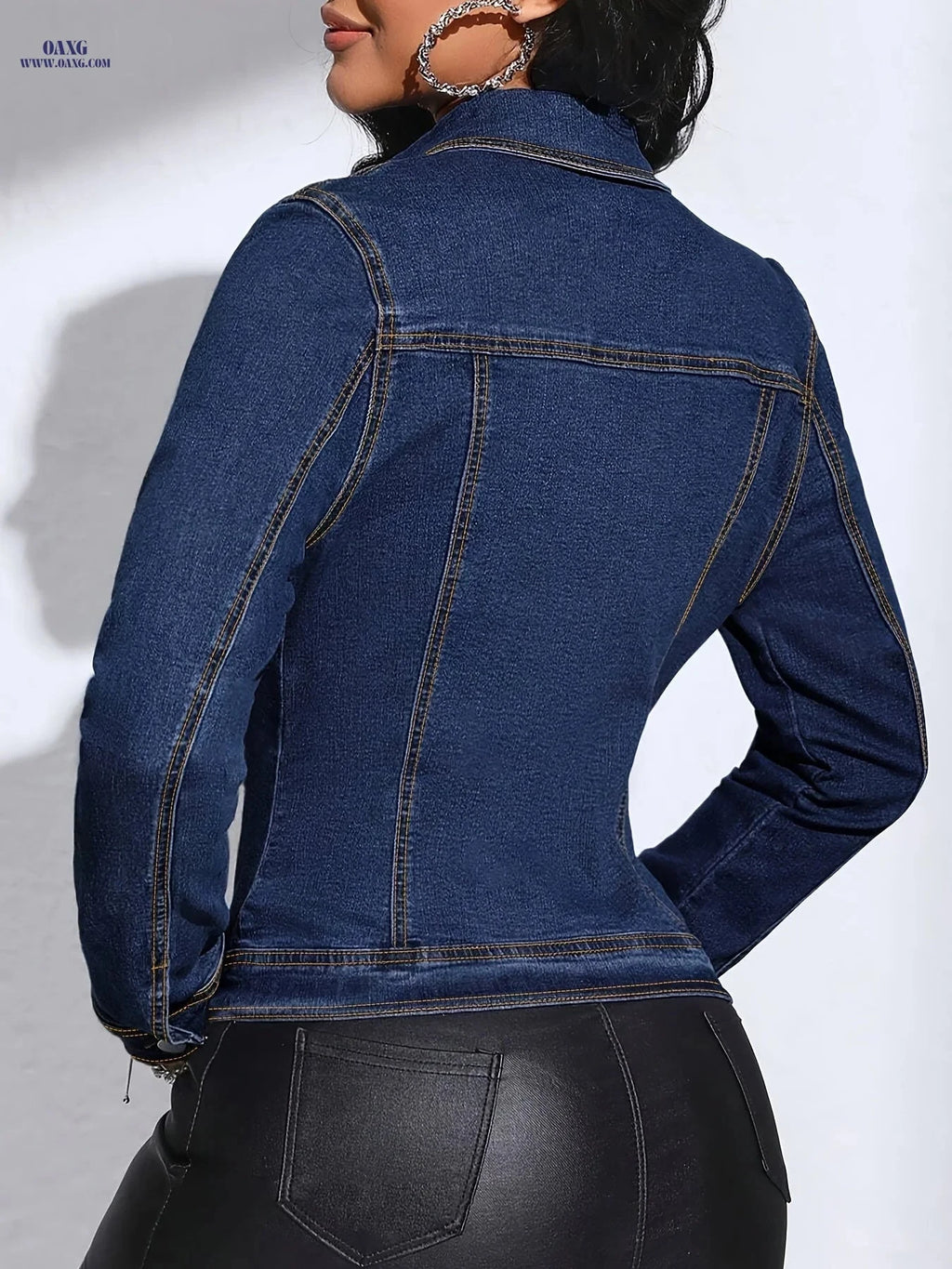 OAXG Women's Denim Top Jacket - Elegant Fall/Winter Coat   OAXG 