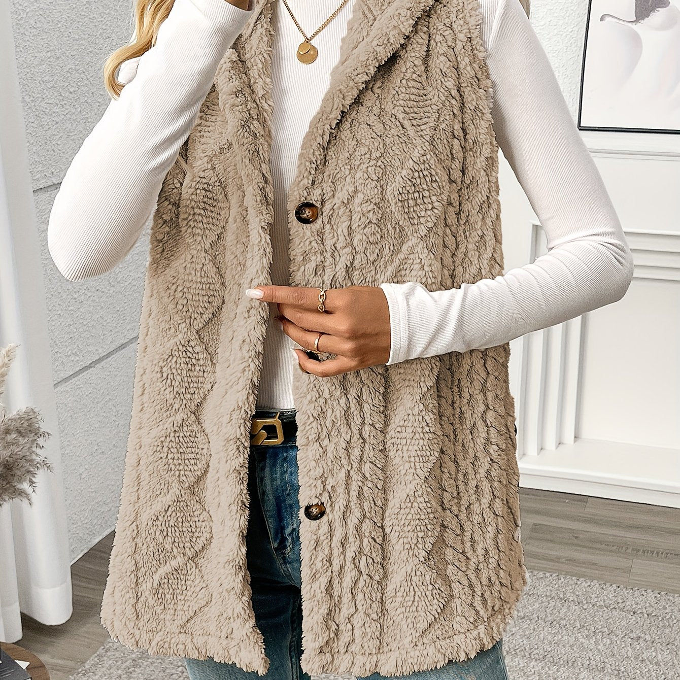 OAXG Women's Elegant Hooded Jacket - Sleeveless All-Season Layering Vest   OAXG 