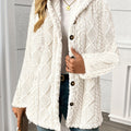 OAXG Women's Elegant Hooded Teddy Bear Coat - Rhombus Design   OAXG Beige / S