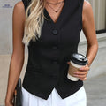 OAXG Women's Elegant Vest - Versatile Sleeveless for All Seasons   OAXG Black / XS